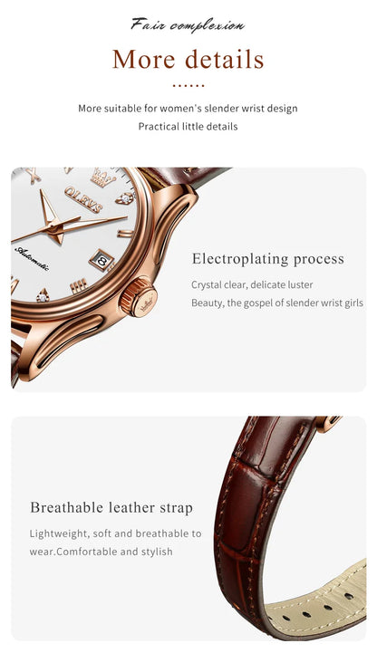 OLEVS Women's Luxury Waterproof Automatic Wristwatch - Smarsty