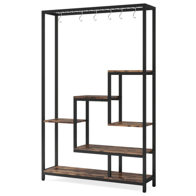 Tribesigns 5 Tiers Tall Indoor Plant Stand 70.9 inches Large Metal Plant Shelf with 10 PC S Hanging Hooks for Garden - Smarsty