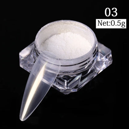 Aurora Pearl White Nail Glitter Powder for Stunning Designs - Smarsty