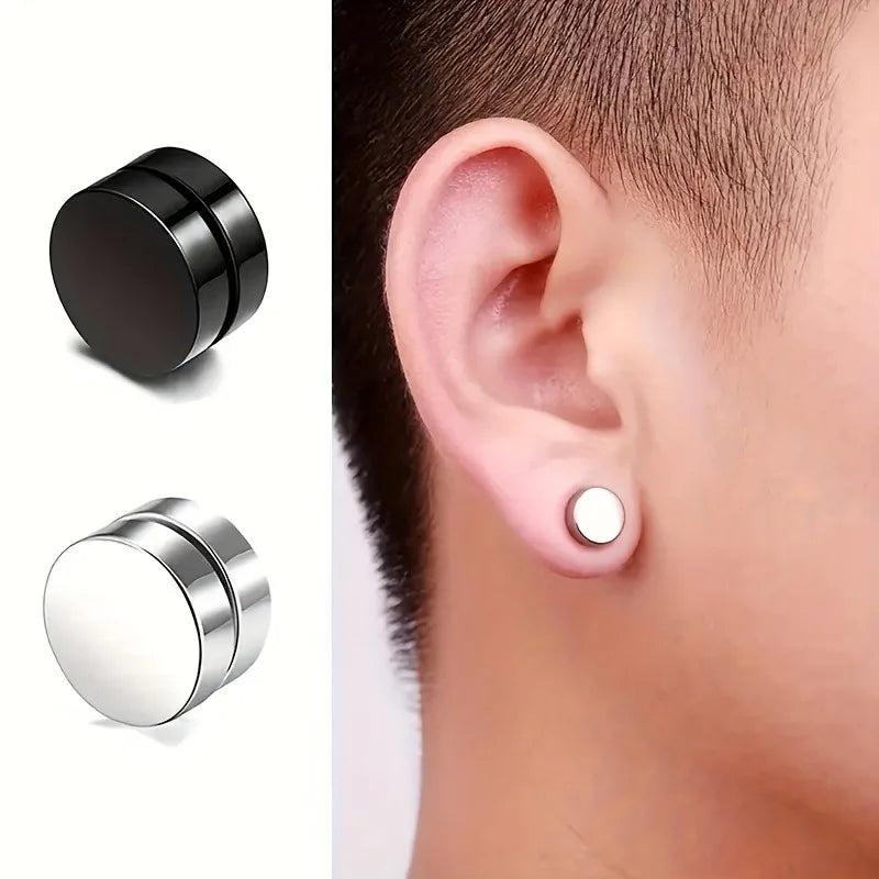 Mens Magnetic Stainless Steel Clip Earrings Set No Piercing - Smarsty