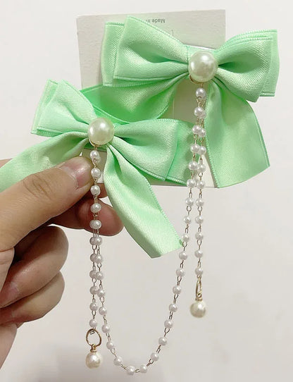 Pink Pearl Bow Hair Clip for Girls Accessories - Smarsty