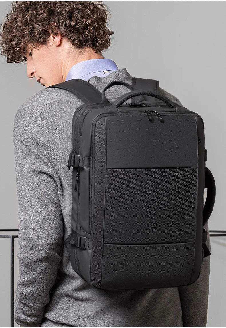 BANGE Travel Backpack Men Business Backpack School Expandable USB Bag Large Capacity 17.3 Laptop Waterproof Fashion Backpack - Smarsty