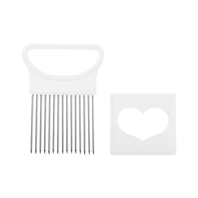 1PC-Stainless steel heart-shaped onion fork kitchen vegetable fruit clip potato needle slicing auxiliary tool by Smarsty