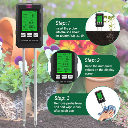 Digital 6 in 1 Soil PH Meter and Tester for Garden Health - Smarsty