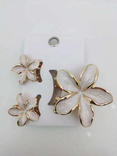 Enamel Lily Hair Clips Set Zinc Alloy Cute Beach For Women - Smarsty