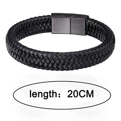 Black PU Leather Magnetic Bracelet for Men Elegant Gift - Smarsty