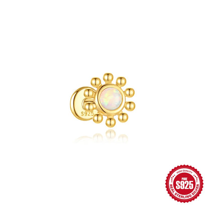 925 Silver Star Moon Zircon Stud Earrings Hypoallergenic - Smarsty