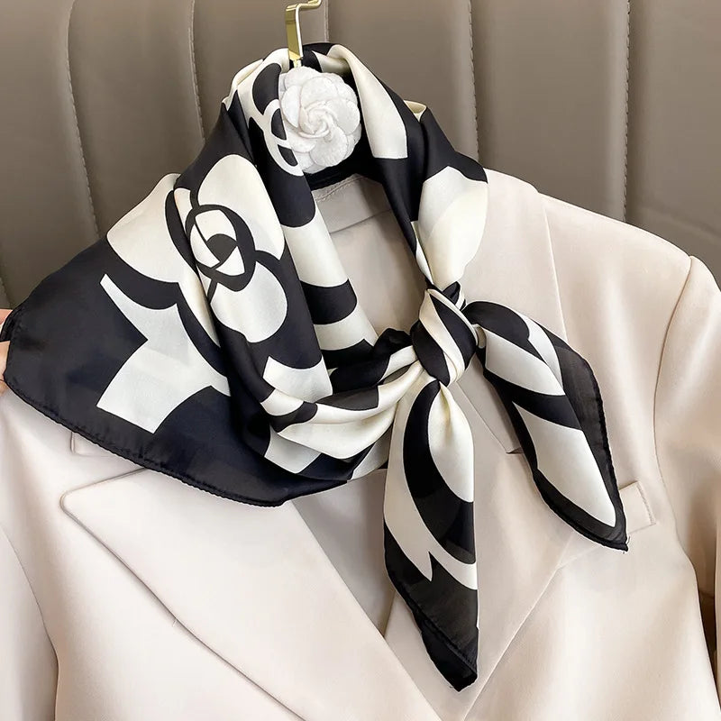 Silk Square Scarf for Women Sun Protection Luxury Shawl - Smarsty