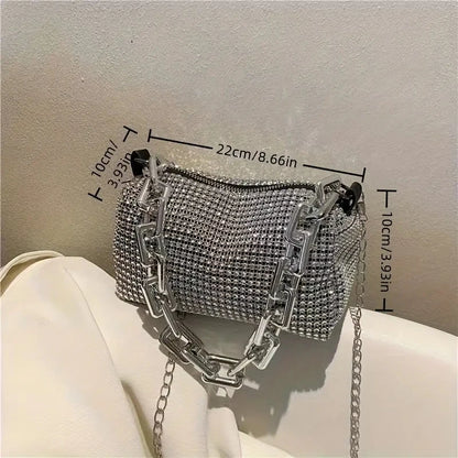 Rhinestone Bucket Bag Sparkling Crossbody Chain Bag - Smarsty