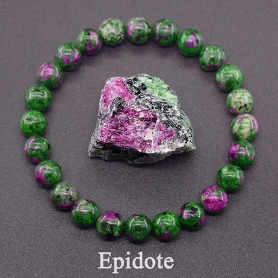 8MM Natural Epidote Zoisite Bead Bracelet for Healing - Smarsty