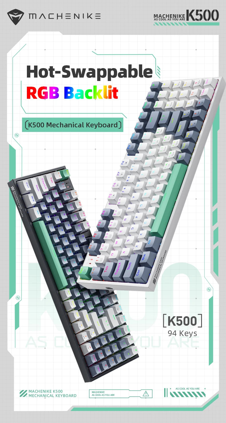 Hot Swappable 94 Key Mechanical Keyboard With RGB Lighting