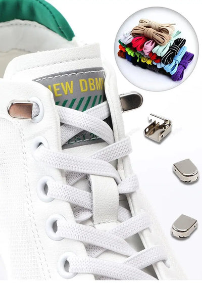 No tie Shoe laces Elastic laces Sneakers Flat Shoelaces without ties Quick Shoelace for Shoes Kids Adult One Size fits All Shoes - Smarsty
