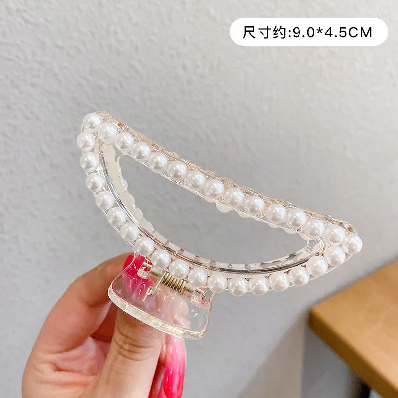 Large Pearl Hair Claw Clip Acrylic Fashion Barrette Stylish - Smarsty