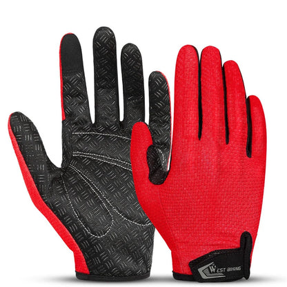 West Biking Full Finger Cycling Gloves Non Slip Silicone Palm - Smarsty