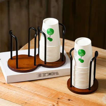 Disposable Cup Storage Holder Rack Shelf Water Tea Cups Wood Dispenser with Longer Stick Mug Display Stand Organizer Supplies by Smarsty