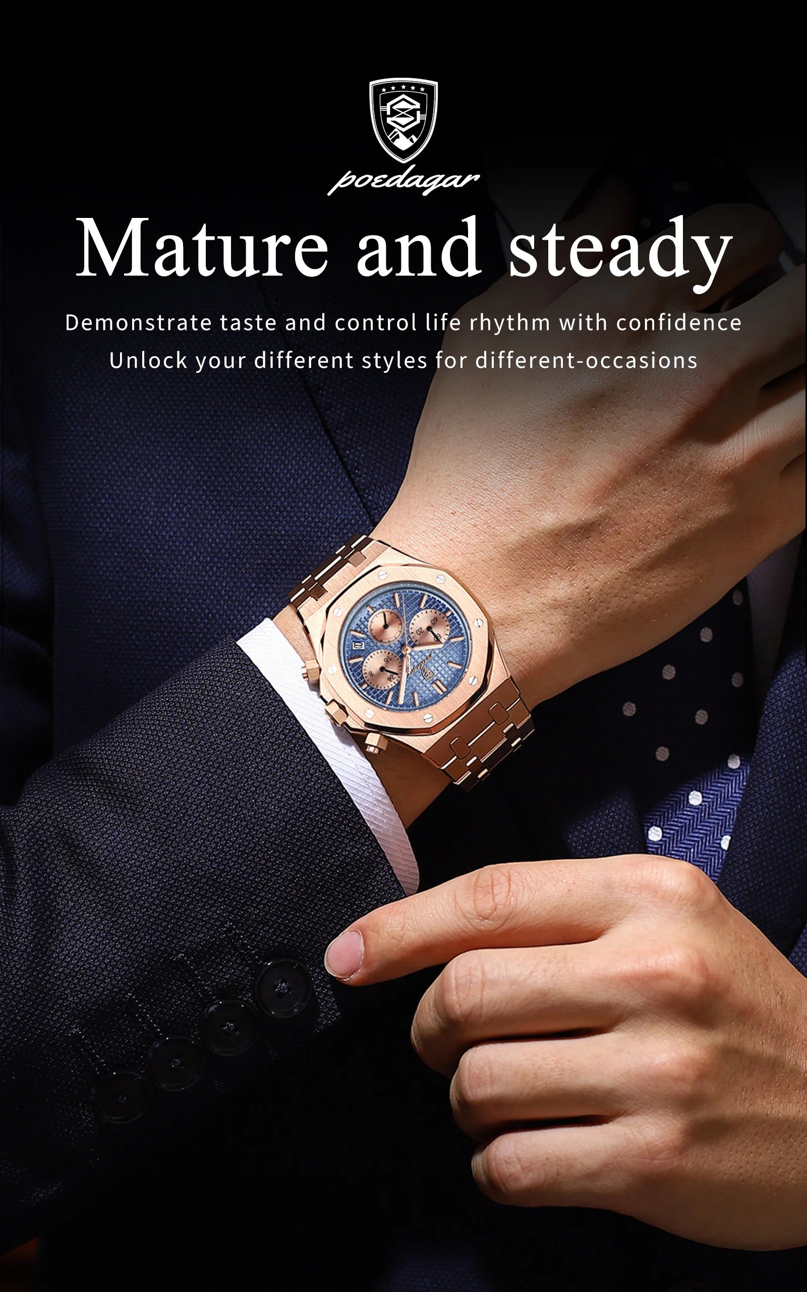 Luxury Men's Chronograph Watch with Waterproof Feature - Smarsty