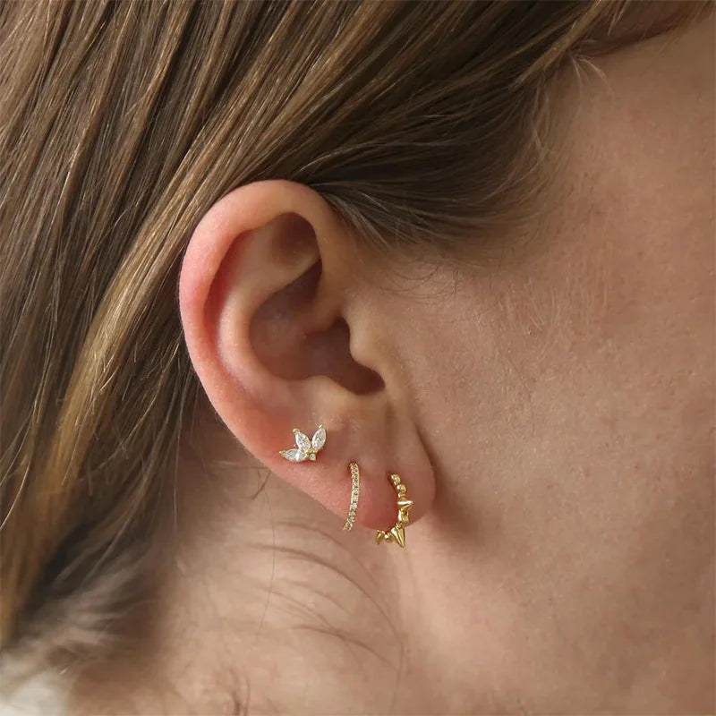 Stainless Steel Crystal Zirconia Small Huggie Earrings - Smarsty