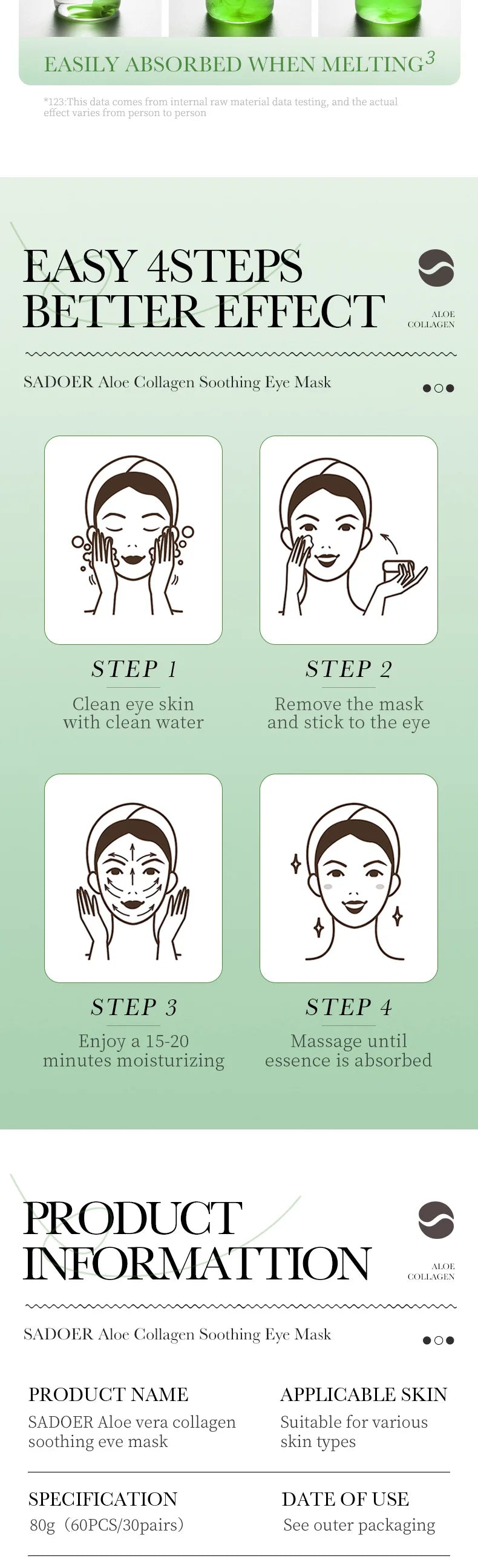Aloe Vera Collagen Eye Masks for Dark Circles - Smarsty