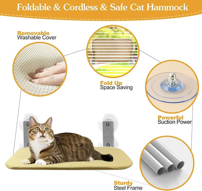 Cordless Cat Hammock With Suction Cups For Sunbathing - Smarsty
