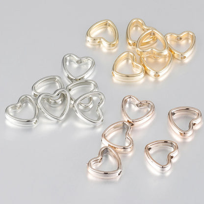 50pcs Heart Frame Beads Double Hole Spacers for Jewelry Making - Smarsty