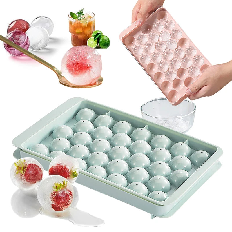 33 Ice Boll Hockey PP Mold Frozen Whiskey Ball Popsicle Ice Cube Tray Box Lollipop Making Gifts Kitchen Tools Accessories - Smarsty