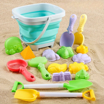Children's Sand Digging Toy Set Beach Play Water And Sand Folding Bucket Shovel Mold Summer Gift Random Colors Styles by Smarsty