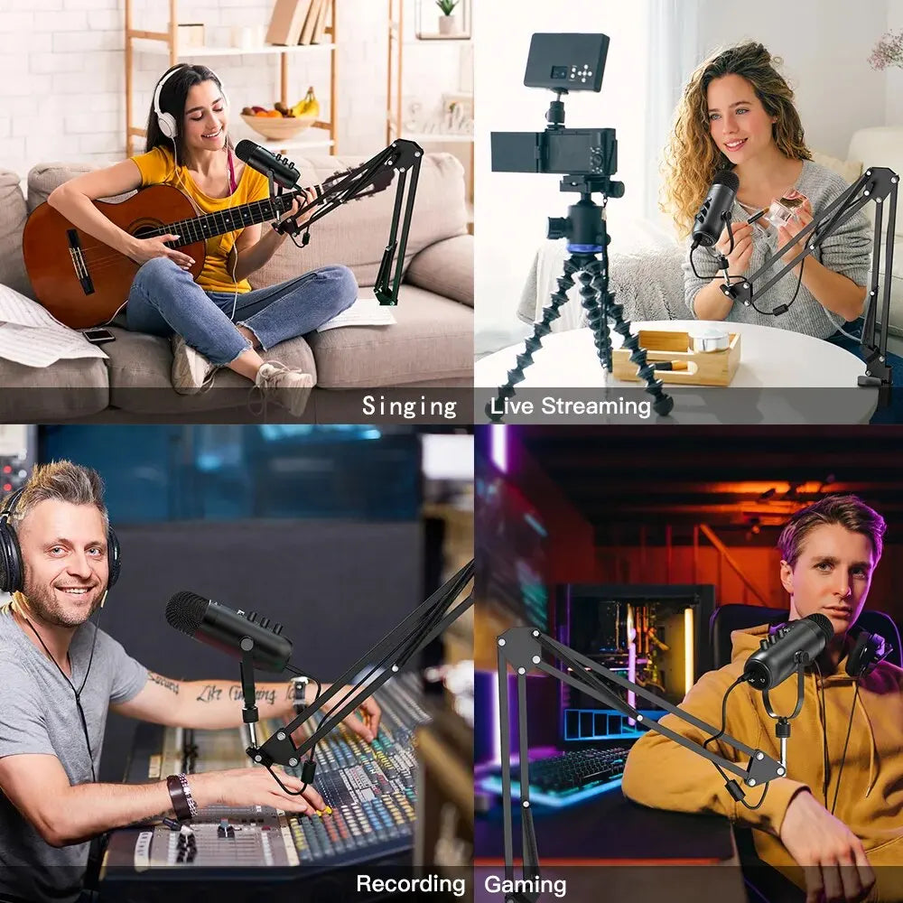 Haomuren USB Podcast Microphone Kit with Boom Arm - Smarsty