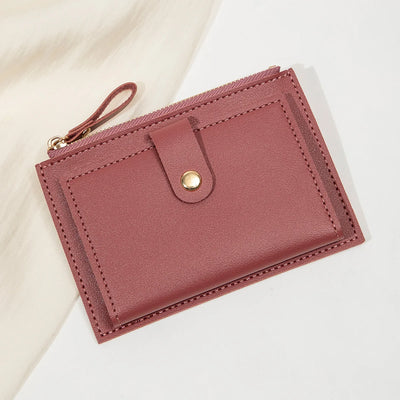 Minimalist and fashionable women's short card bag, ultra-thin mini PU leather zero wallet, women's credit card holder wallet - Smarsty