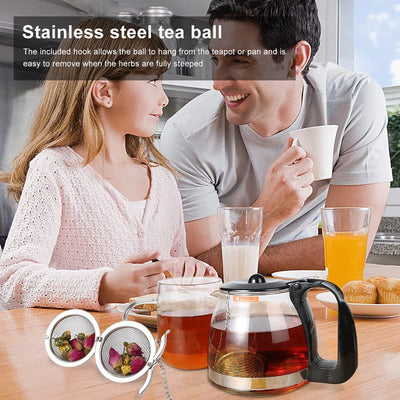 10-2pcs Stainless Steel Tea Ball Loose Leaf Tea Strainer Infusers Extra Fine Mesh Tea Interval Diffuser with Chain - Smarsty