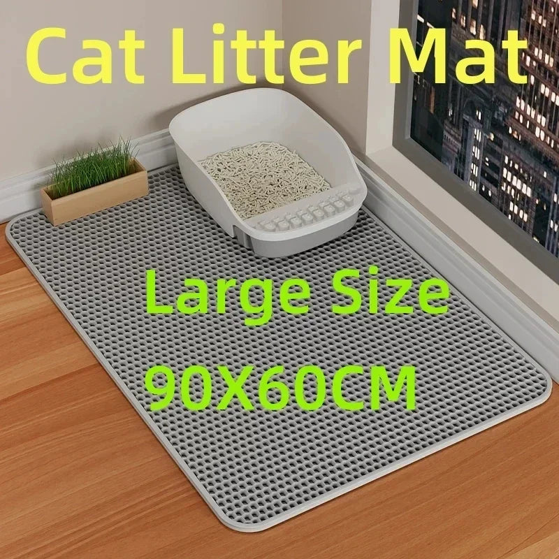 Large Cat Litter Mat Waterproof Double Layer Non Slip Litter Box Tray Pad Washable Durable Pet Toilet Training Mat - Smarsty