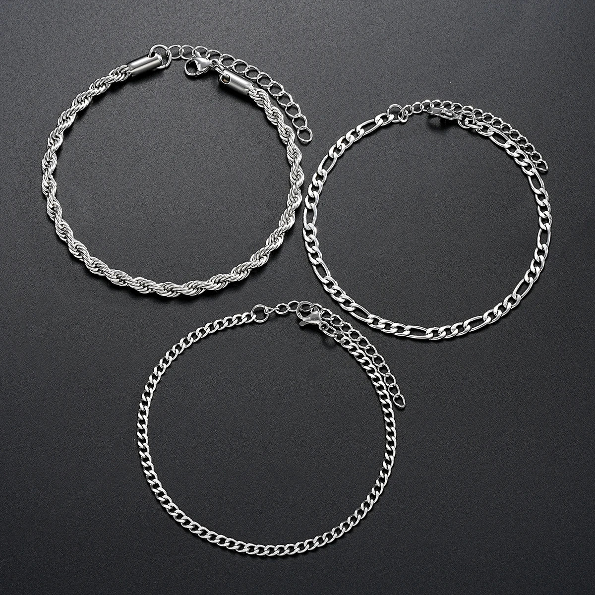 Stainless Steel Cuban Chain Bracelet Set for Men - Smarsty