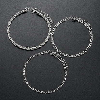 Stainless Steel Cuban Chain Bracelet Set for Men - Smarsty