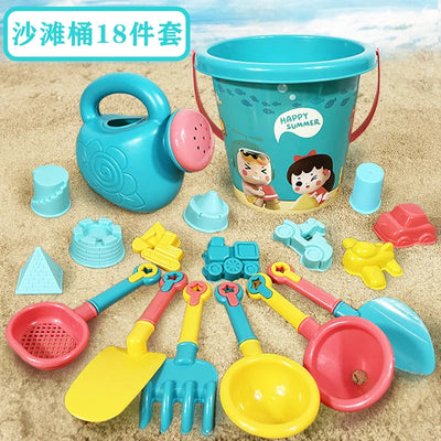 23PCS Summer Beach Set Toys For Kids Digging Sand Plastic Bucket Watering Bottle Shovels Children Beach Water Game Toys Tools by Smarsty