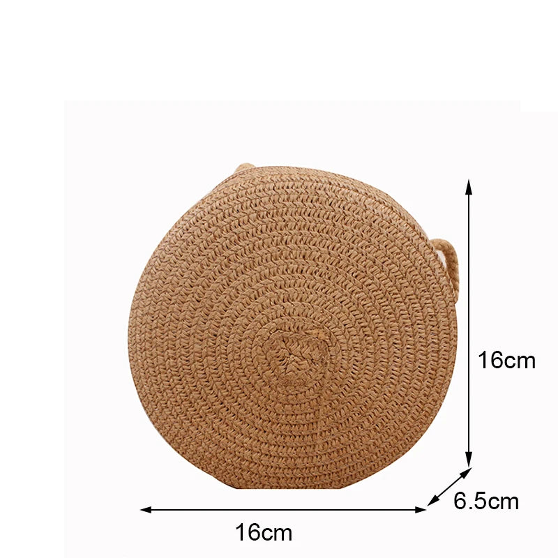 Round Straw Bag For Women Woven Handmade Shoulder Bag - Smarsty