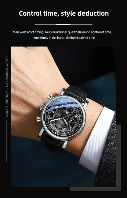 Chenxi Leather Chronograph Quartz Watch for Men - Smarsty