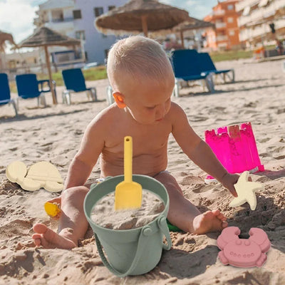 Children Silicone Beach Toy Shovel Ocean Outdoor Parent-child Beach Portable Beach Bucket Durable Sand Digging And Storage Tool by Smarsty
