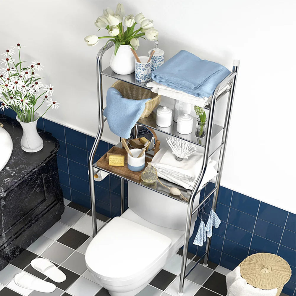 Over Toilet Storage Shelf,2/3-Tier Freestanding Over The Toilet Storage,Metal Bathroom Shelves with Paper Holder and Removable - Smarsty