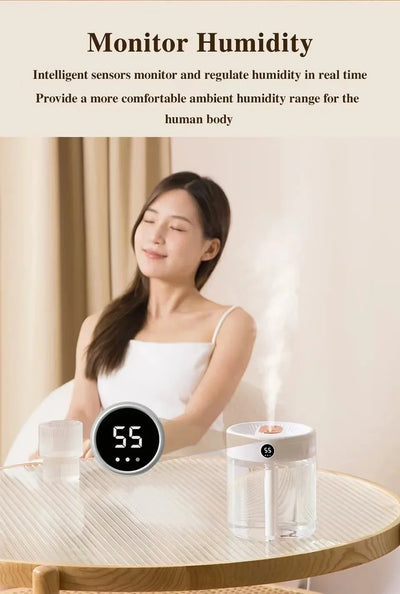 Quiet Dual Spray Humidifier with LED Display - Smarsty