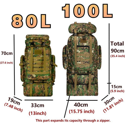 80L/100L  Mountaineering Bag Climb Bag Tactical Backpacks Large Backpack Outdoors Hiking Camping Travel Bags - Smarsty