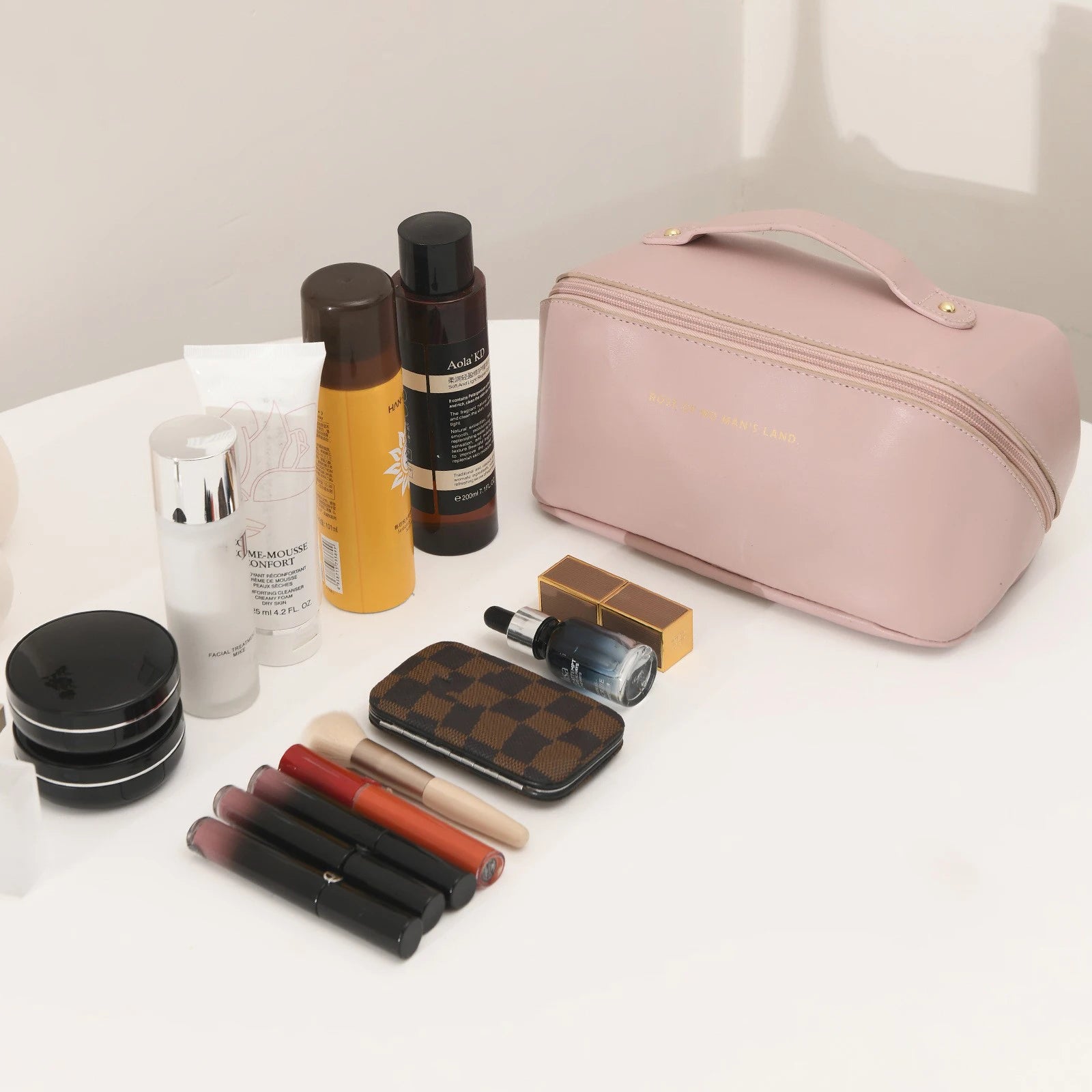 PU Leather Cosmetic Bag Large Capacity Travel Organizer - Smarsty