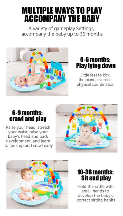 Baby Fitness Stand Music Play Gym Activity Toys Newborn Piano Crawling Blanket Pedal Game Pad Early Education 0-36 Months Gifts by Smarsty