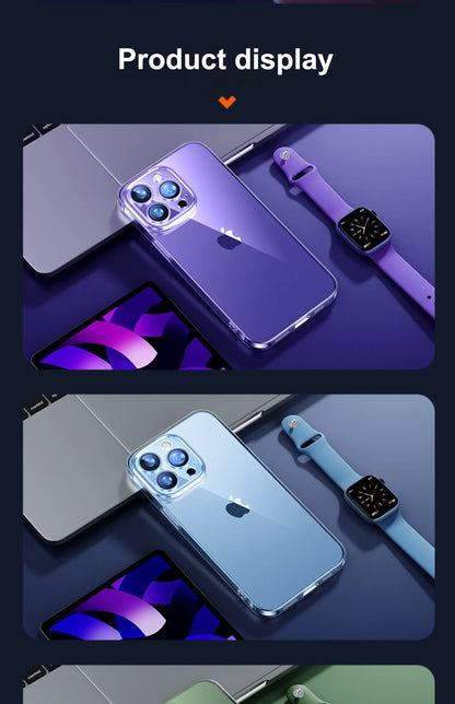 Ultra Thin PC Hard Crystal Clear Case For iPhone 17 16 15 14 Plus 13 12 11 Pro Max XR Glossy Transparent Camera Protection Cover