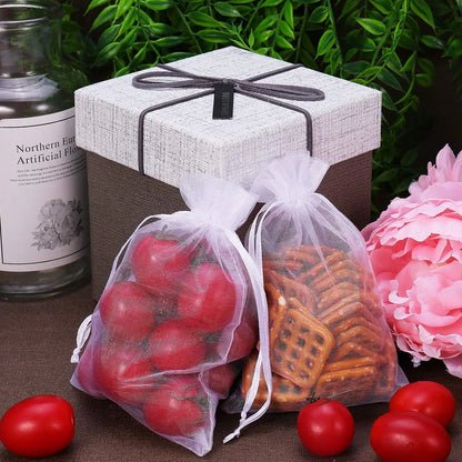 50pcs White Sheer Organza Jewelry Gift Bags - Smarsty