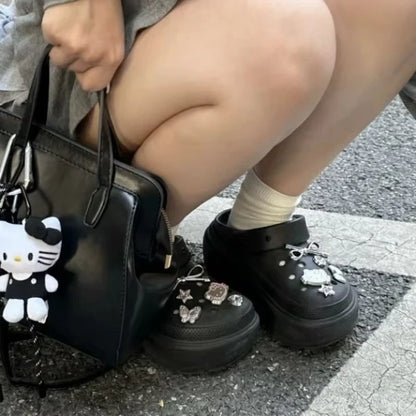 MINISO Hello Kitty Silvery Shoe Charms Set Cute Cartoon Plastics Decorations for Clogs & Sandals Perfect Gift for Boy Girl