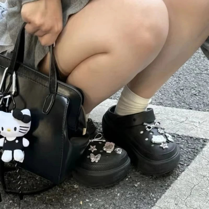 MINISO Hello Kitty Silvery Shoe Charms Set Cute Cartoon Plastics Decorations for Clogs & Sandals Perfect Gift for Boy Girl