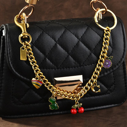 1pc Hot New Shining Cherry Keychain Bag Charm Colorful Fashion Car Key Chain Metal Flowers Key Ring Exquisite Gifts Souvenirs - Smarsty