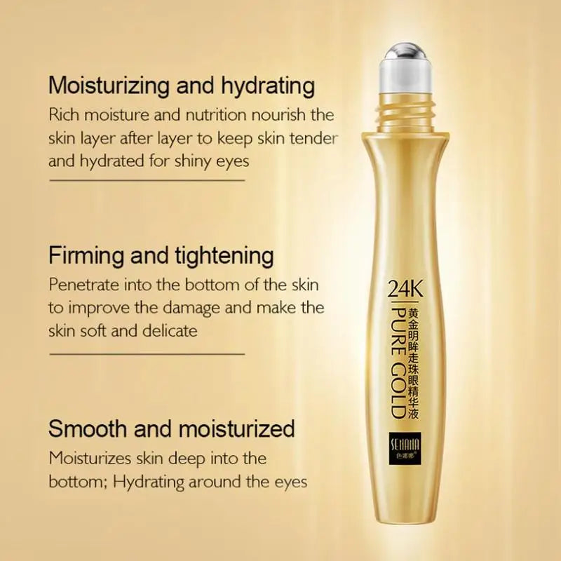 24K Gold Eye Roller Cream for Dark Circles and Puffiness - Smarsty