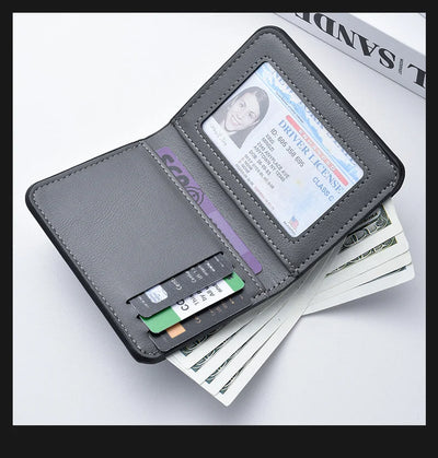 1Pc New Ultra-thin Mini Soft PU Leather Credit Card Wallet Holder Short Vertical High Quality Men's Wallet - Smarsty