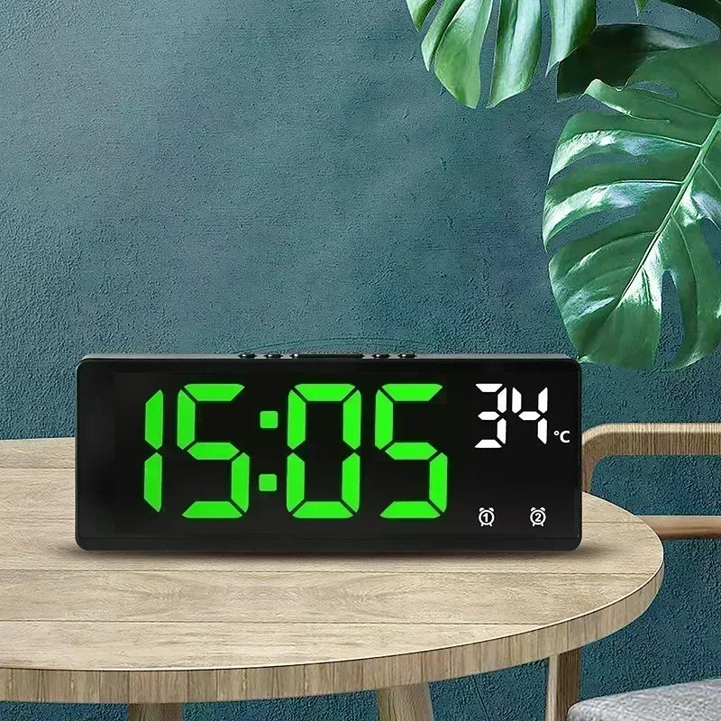 Voice Control LED Alarm Clock with Temperature Display - Smarsty