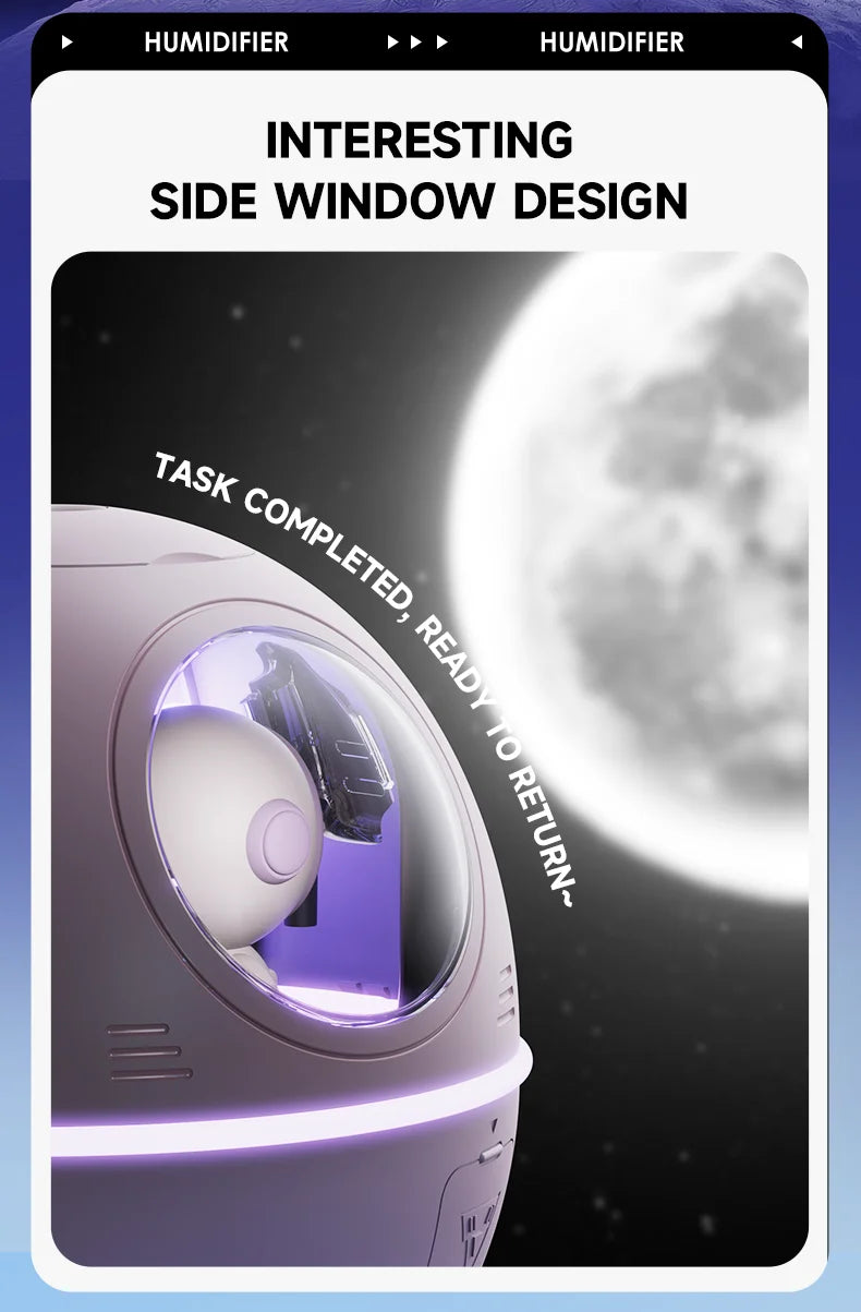 USB Rechargeable Space Capsule Air Humidifier with Colorful Light - Smarsty